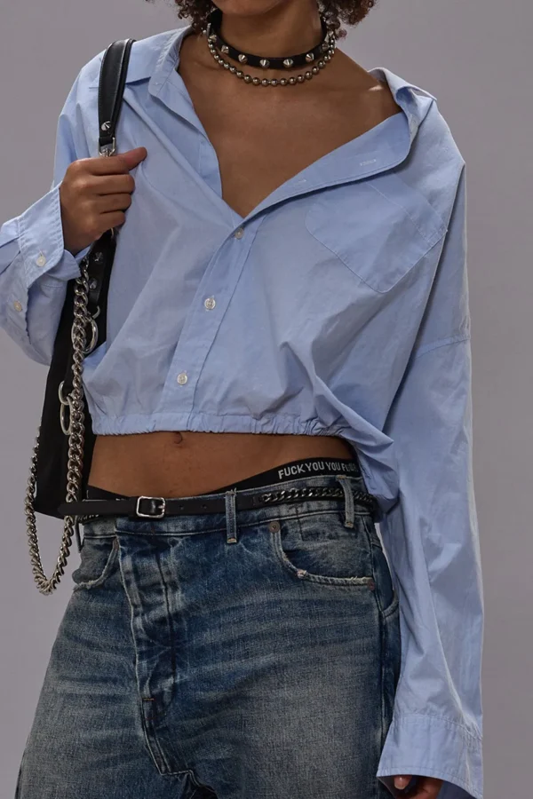 R13 Blusen & Tops<Bluse Crossover in Eon Light Blue