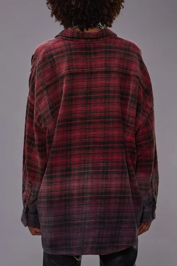 R13 Blusen & Tops<Bluse Drop Neck Workshirt in Red Dip Dye