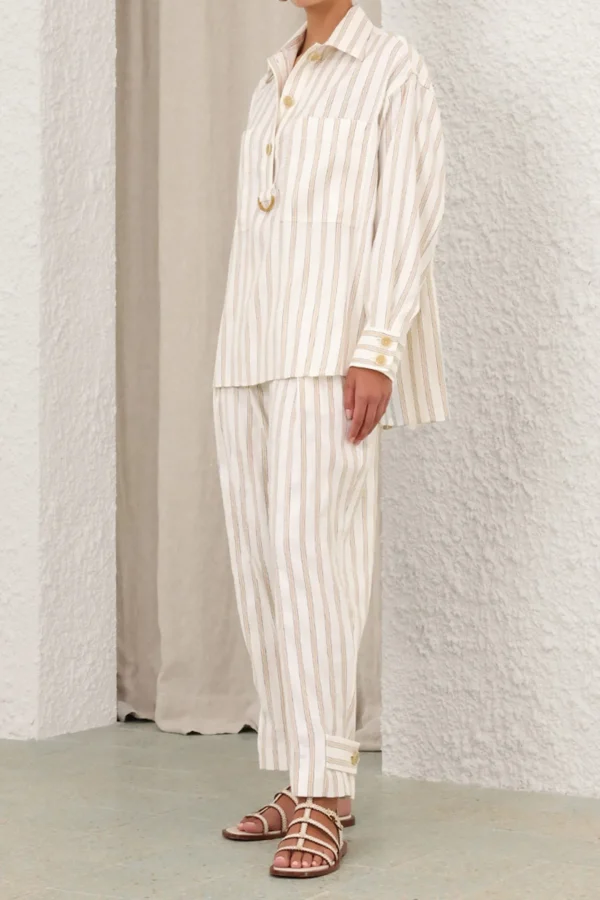 Zimmermann Blusen & Tops<Bluse Illuminate Striped in Cream/Gold