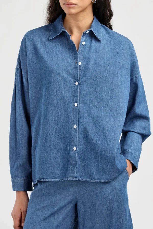 Ladneri Blusen & Tops<Bluse Lyon in Denim Blue