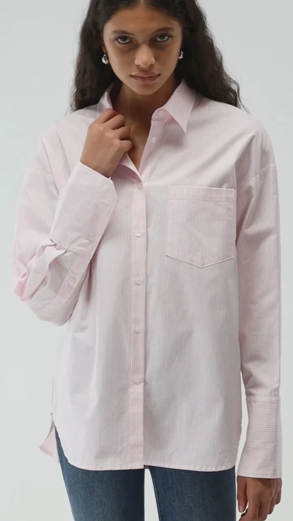 Ladneri Blusen & Tops<Bluse St. Germain Oxford in Rose/Weiß