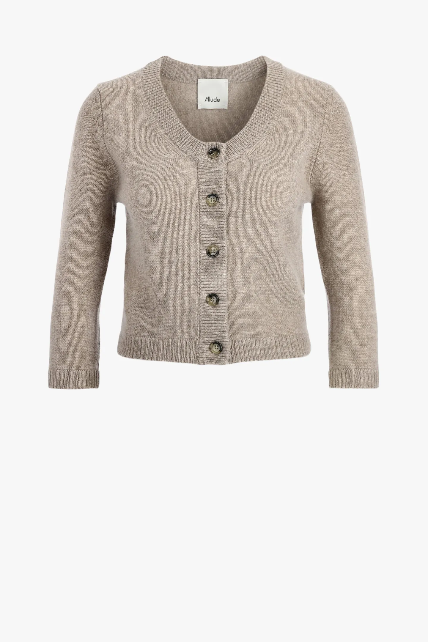 cardigan_round_neck_in_gr_0.webp Allude Strickjacken<Cardigan Round Neck in Greige