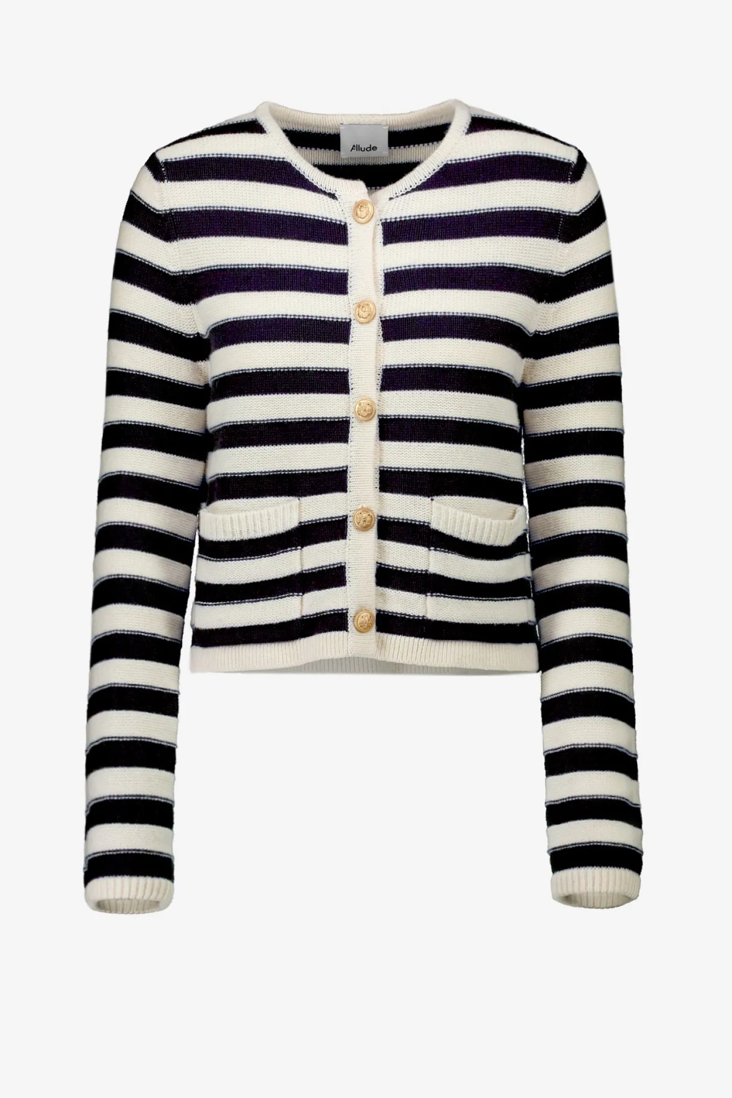 cardigan_striped_in_navyi_0.webp Allude Strickjacken<Cardigan Striped in Navy/Ivory