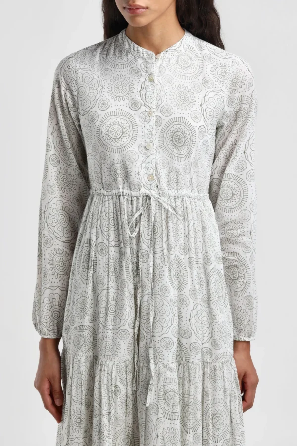 Ladneri Kleider<Kleid d'Azur in Oliv/Weiß