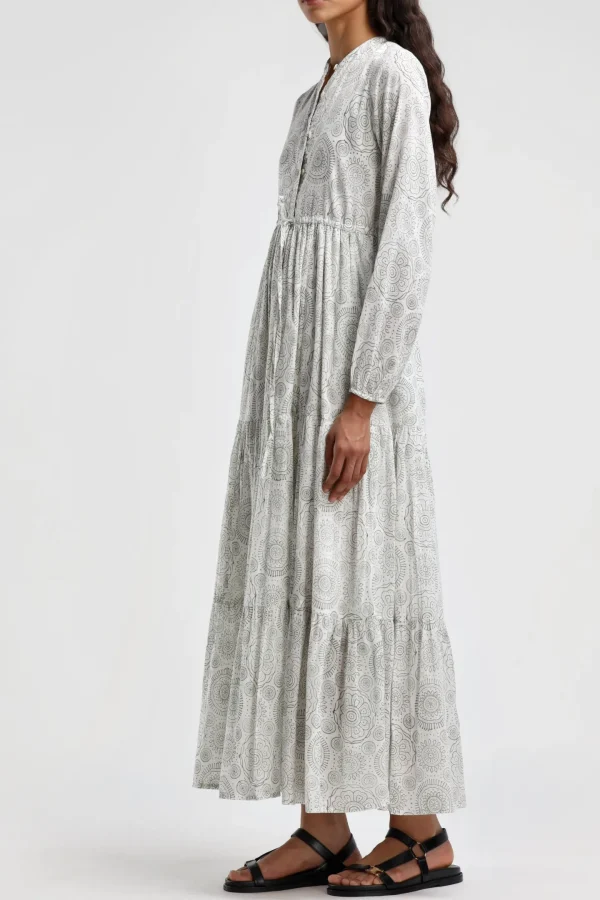 Ladneri Kleider<Kleid d'Azur in Oliv/Weiß