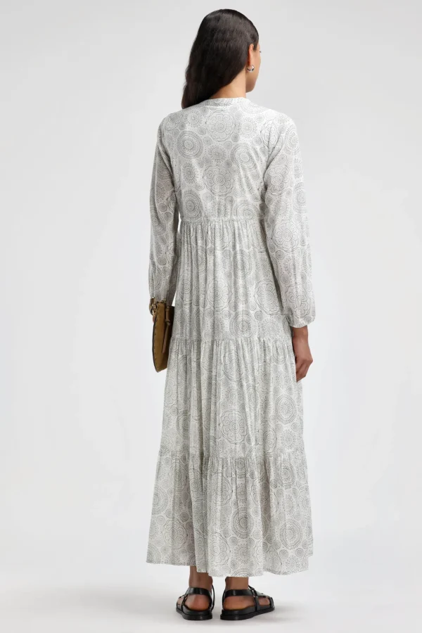 Ladneri Kleider<Kleid d'Azur in Oliv/Weiß