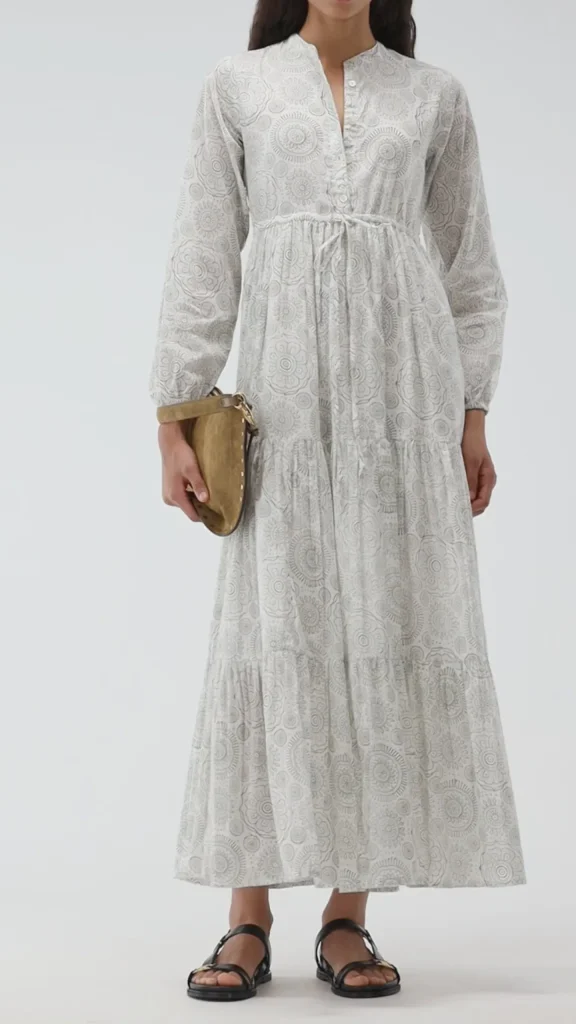Ladneri Kleider<Kleid d'Azur in Oliv/Weiß