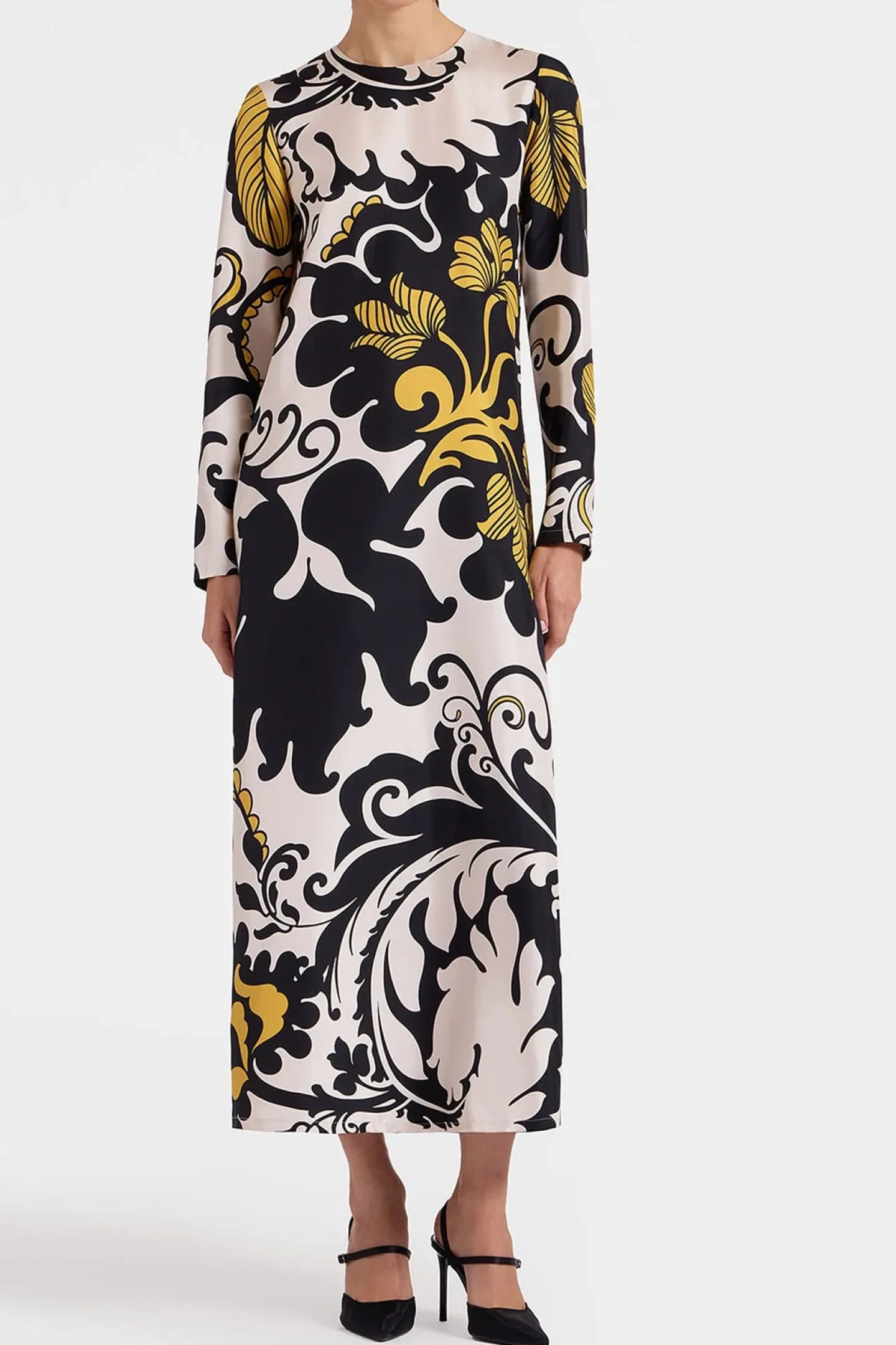 kleid_long_swing_in_schwa_1.webp La Double J Kleider<Kleid Long Swing in Schwarz/Weiß
