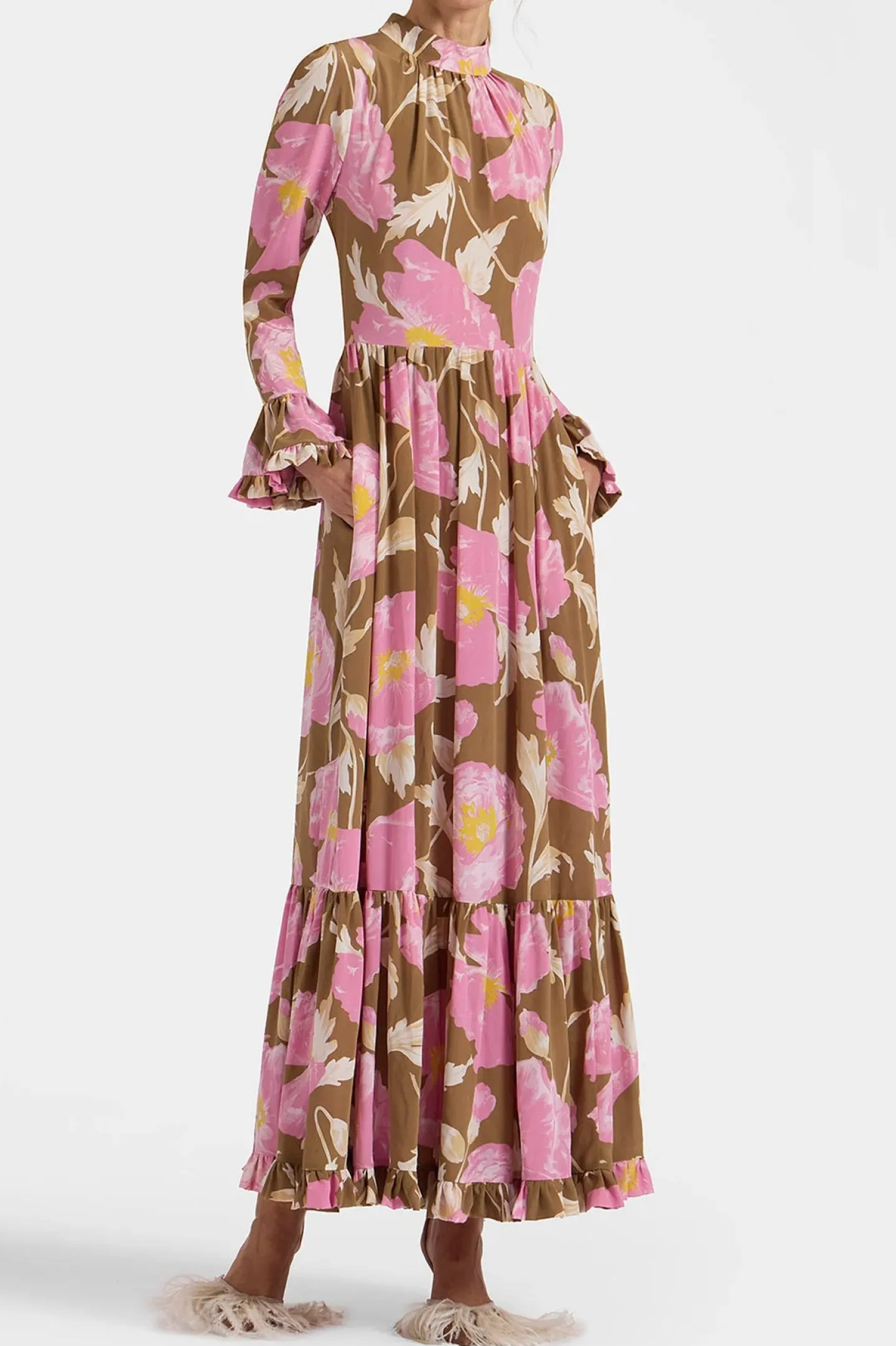 kleid_visconti_in_khaki_1.webp La Double J Kleider<Kleid Visconti in Khaki