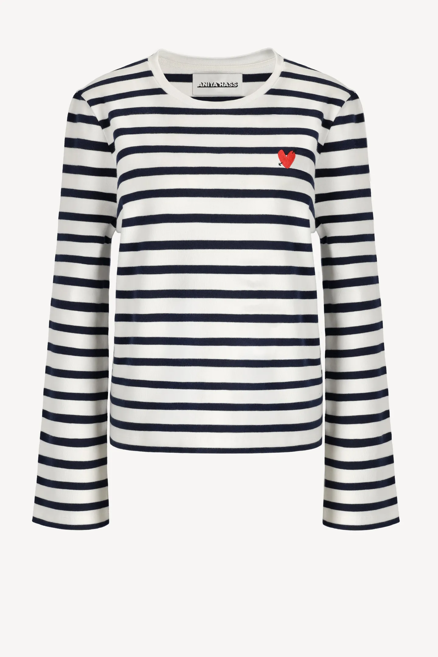 longsleeve_heart_in_navyi_0.webp Anita Hass Shirts, Tank Tops & Longsleeves<Longsleeve 'Heart' in Navy/Ivory