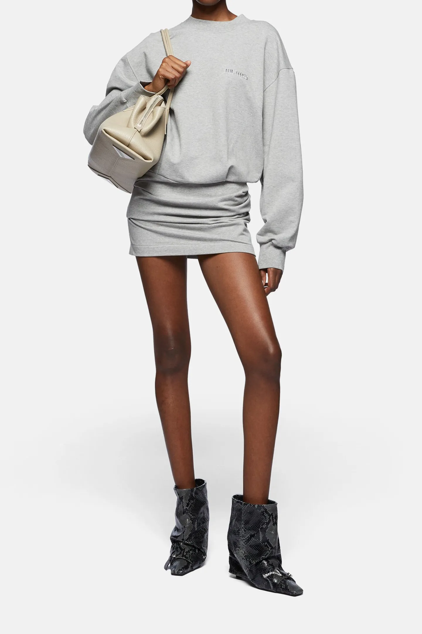 minikleid_in_grey_melange_1.webp The Attico Kleider<Minikleid in Grey Melange