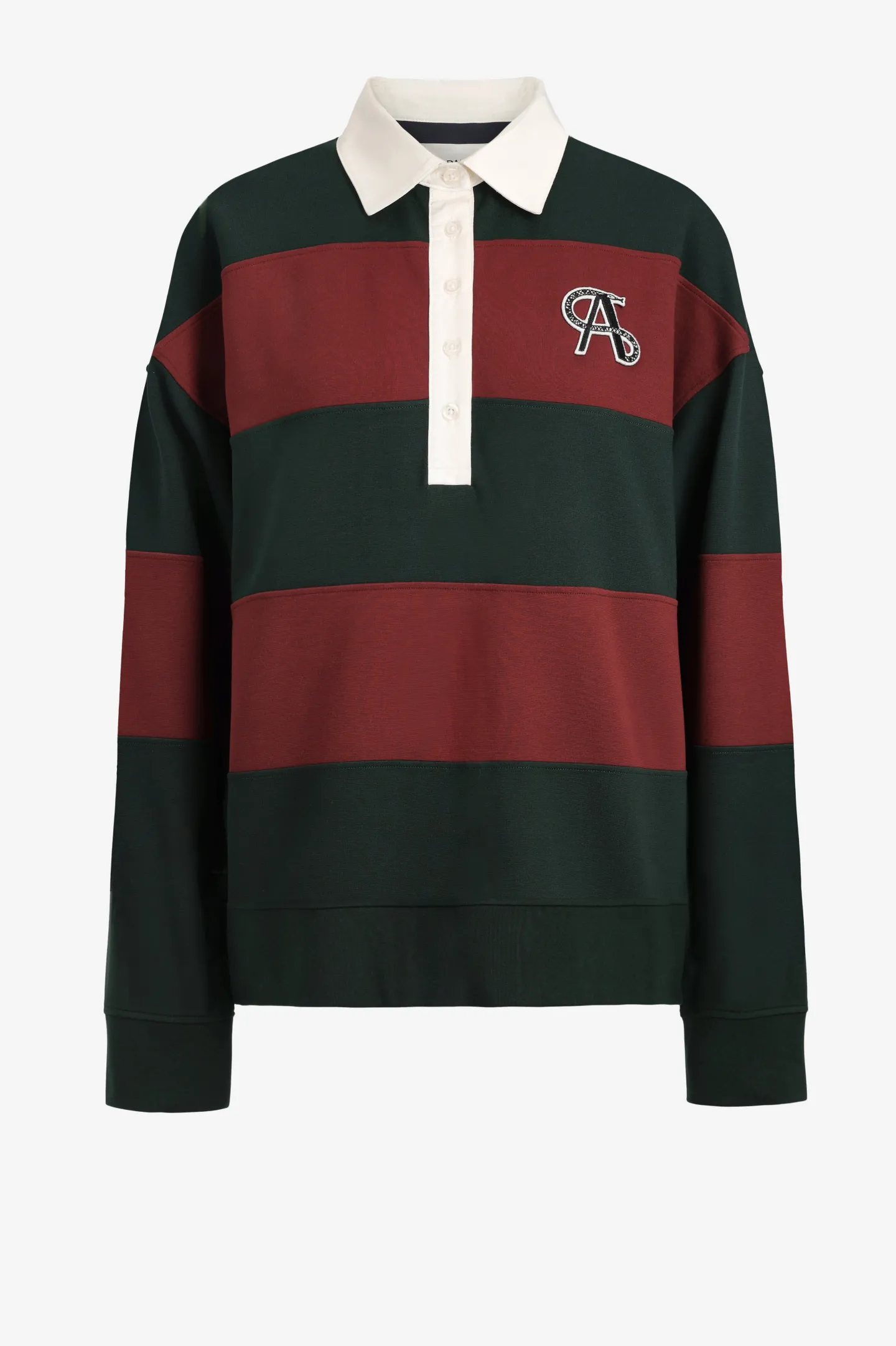 poloshirt_varsity_in_bord_0.webp Ladneri Shirts, Tank Tops & Longsleeves<Poloshirt Varsity in Bordeaux/Dark Green