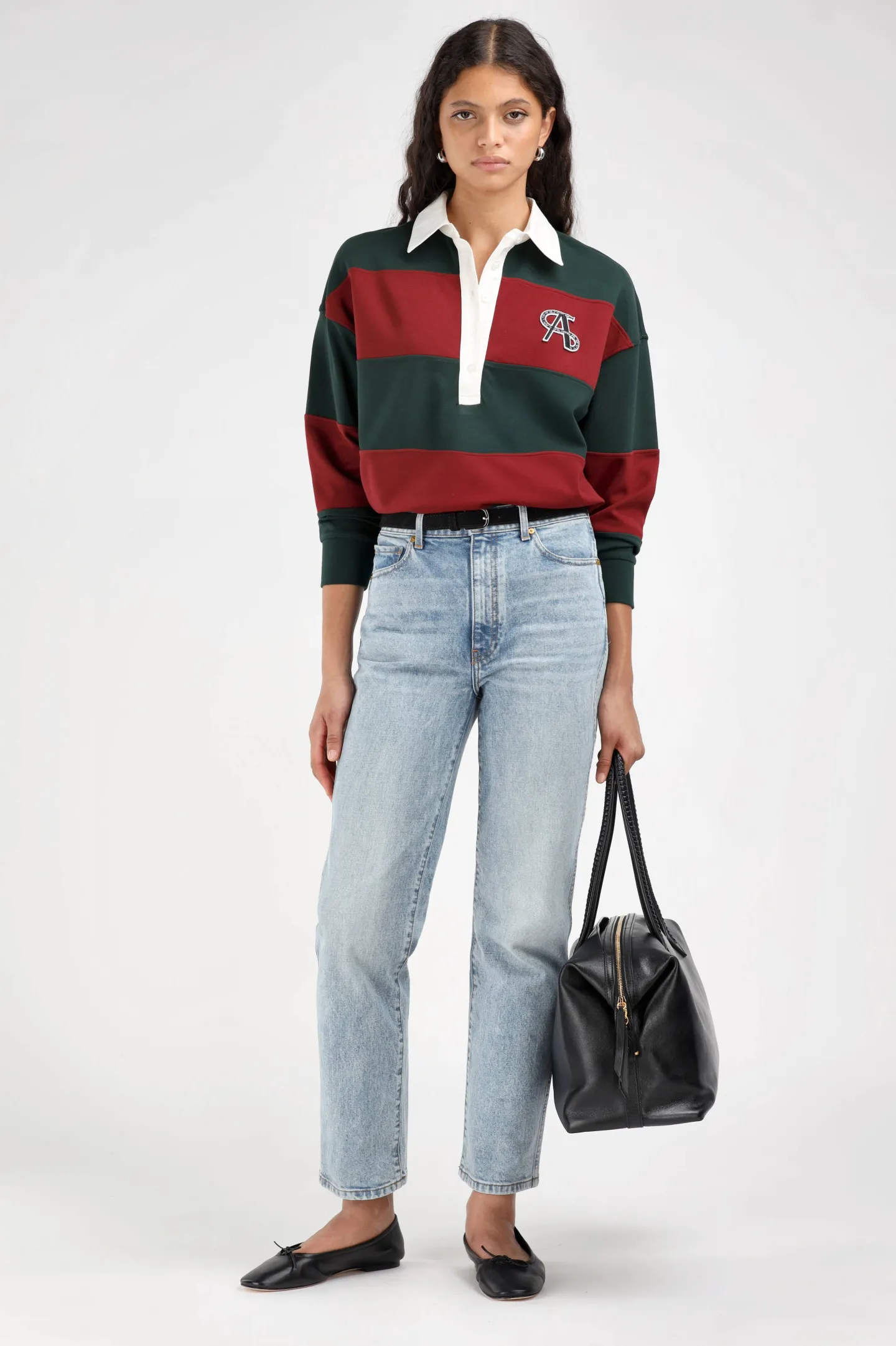 poloshirt_varsity_in_bord_1.webp Ladneri Shirts, Tank Tops & Longsleeves<Poloshirt Varsity in Bordeaux/Dark Green
