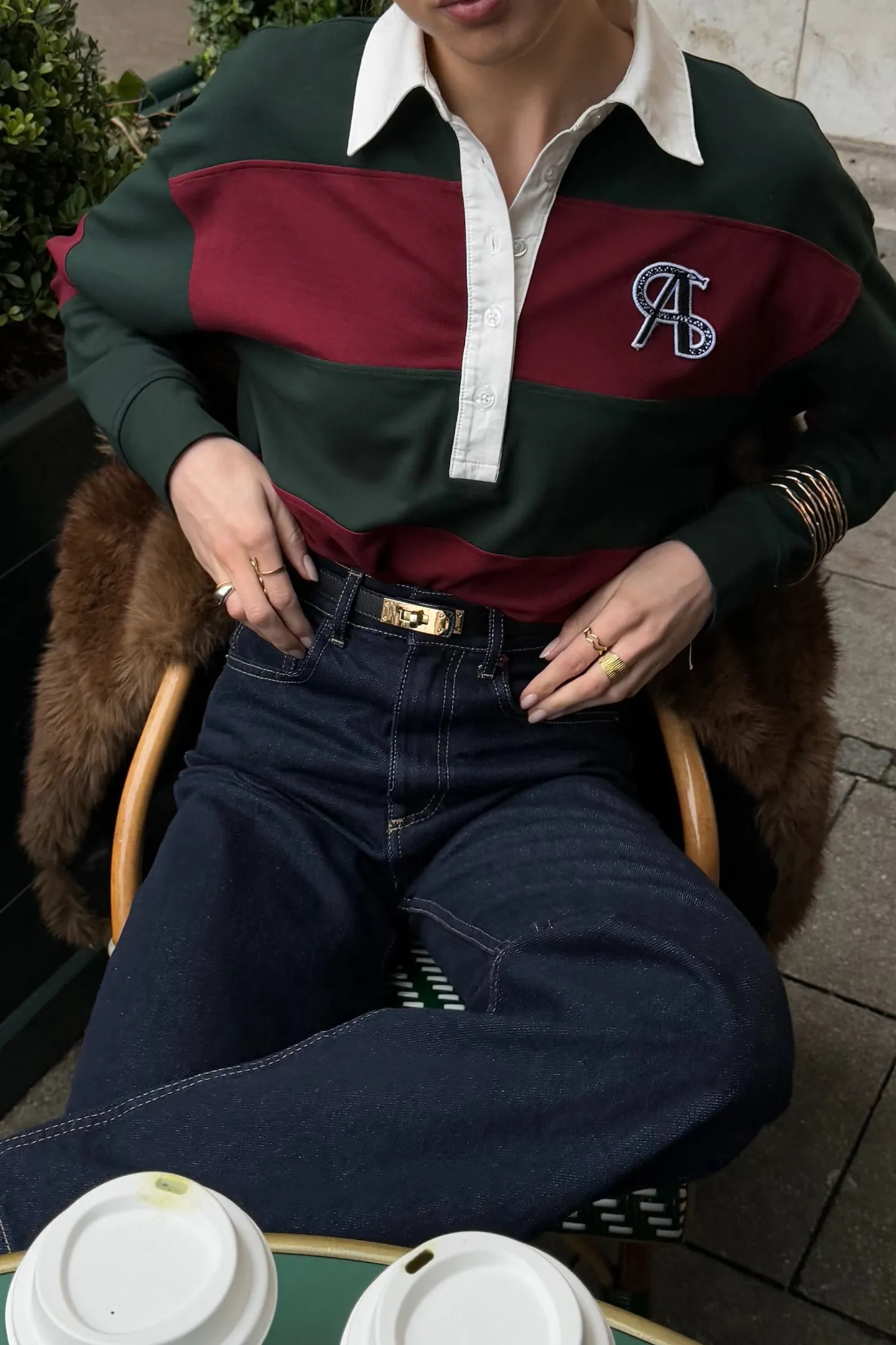 poloshirt_varsity_in_bord_5.webp Ladneri Shirts, Tank Tops & Longsleeves<Poloshirt Varsity in Bordeaux/Dark Green