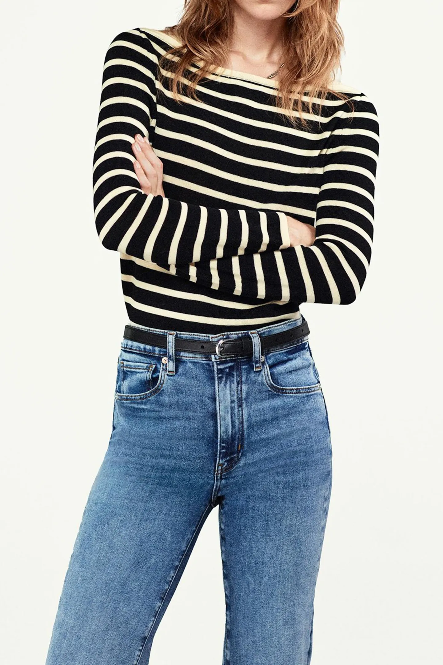 pullover_boatneck_in_schw_1.webp Frame Pullover<Pullover Boatneck in Schwarz/Multi