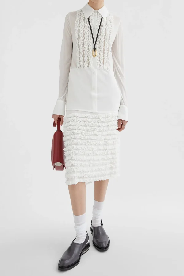Jil Sander Blusen & Tops<Rüschenbluse in Porcelain