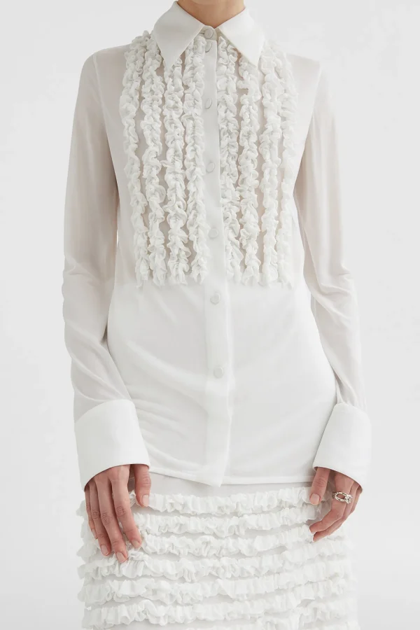 Jil Sander Blusen & Tops<Rüschenbluse in Porcelain