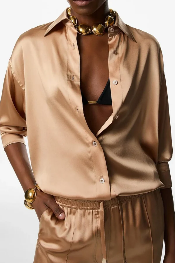 Tom Ford Blusen & Tops<Seidenbluse Relaxed in Pale Beige
