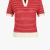 Allude Pullover<Strickshirt Polo in Rot/Ivory