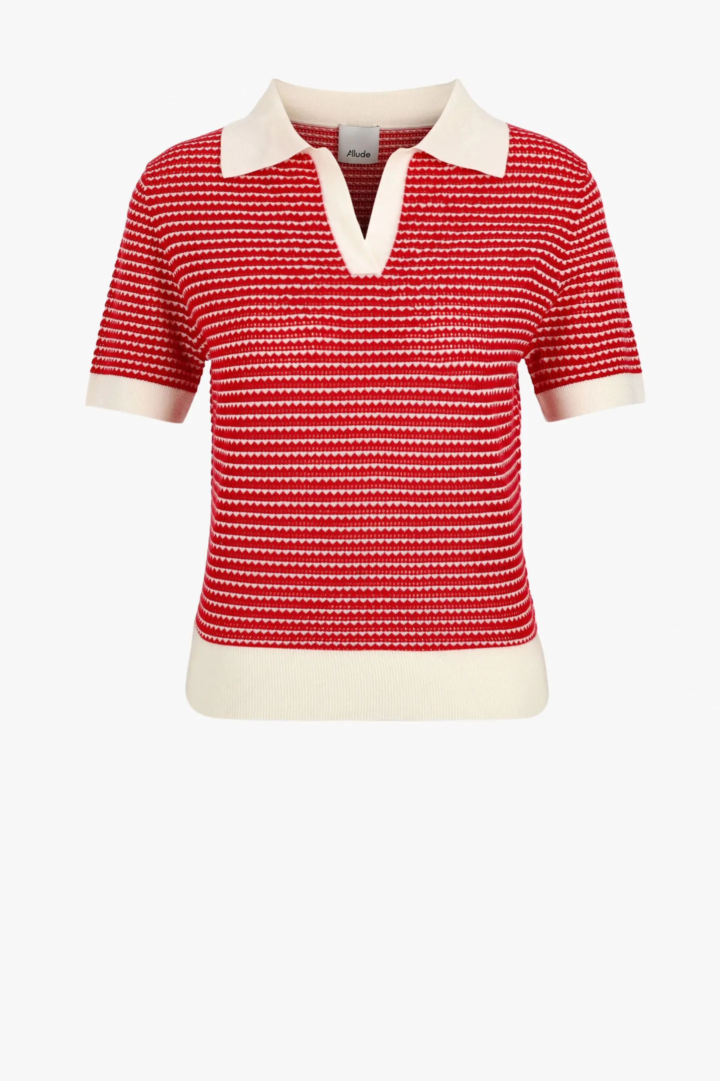 strickshirt_polo_in_rotiv_0.webp Allude Pullover<Strickshirt Polo in Rot/Ivory