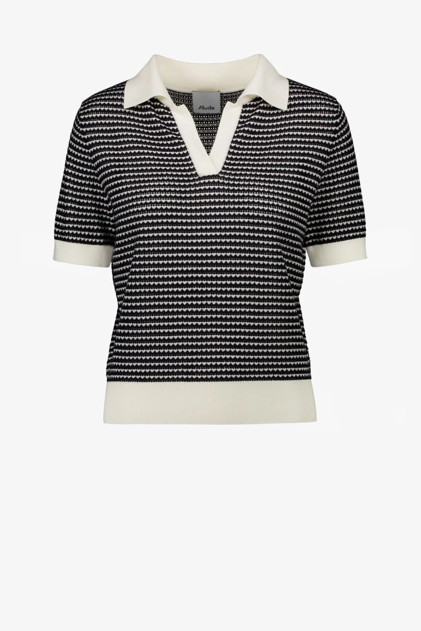 strickshirt_polo_in_schwa_0.webp Allude Pullover<Strickshirt Polo in Schwarz/Ivory