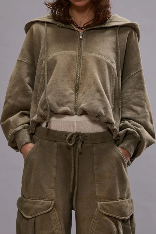 R13 Hoodies & Sweatshirts<Sweatjacke Balloon Zip Up in Faded Olive