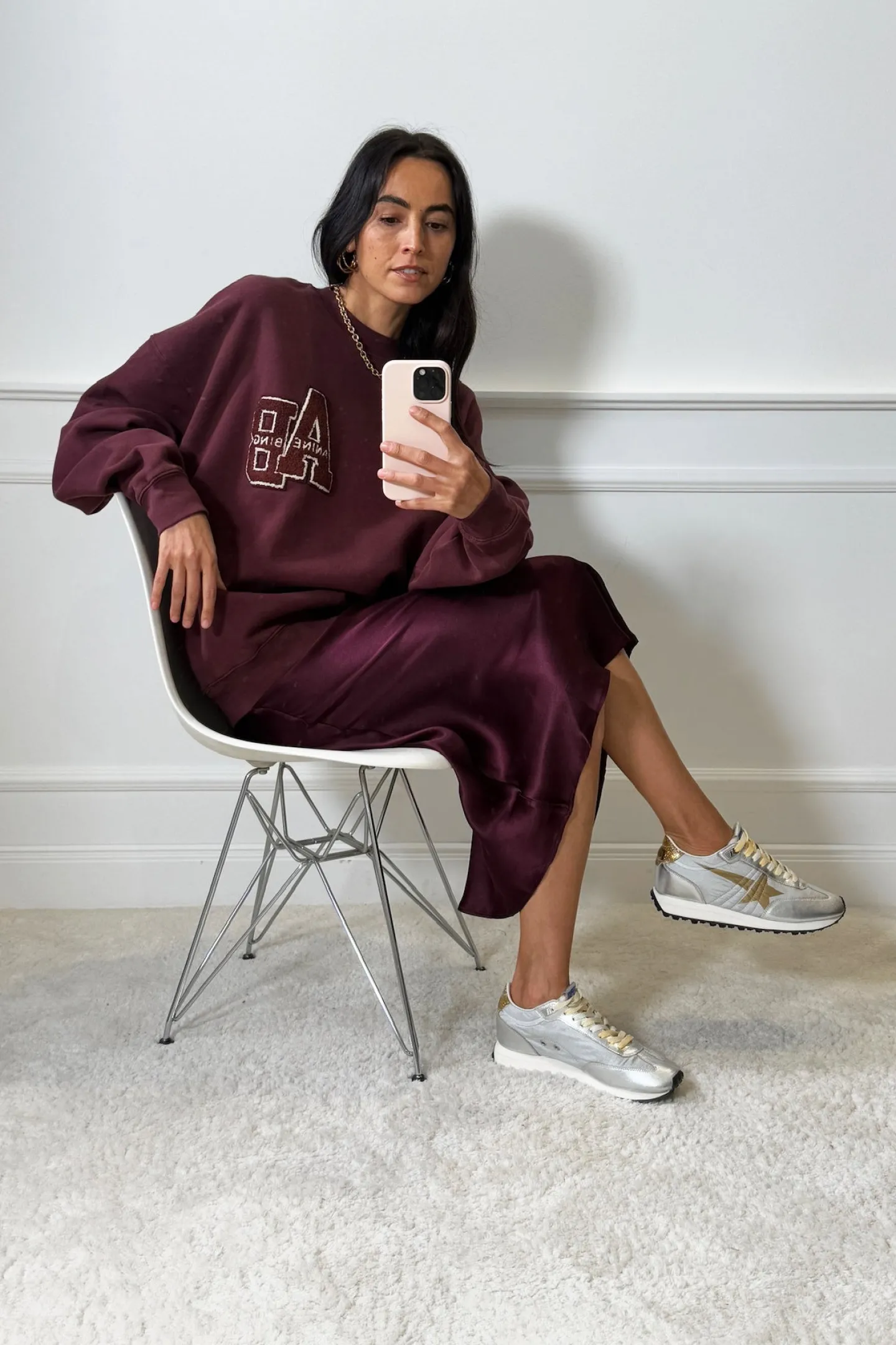 sweatshirt_miles_in_dark__1.webp Anine Bing Hoodies & Sweatshirts<Sweatshirt Miles in Dark Burgundy