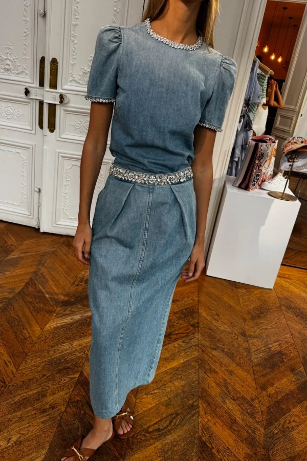 Zimmermann Blusen & Tops<Top Crush Embellished in Blue Moon