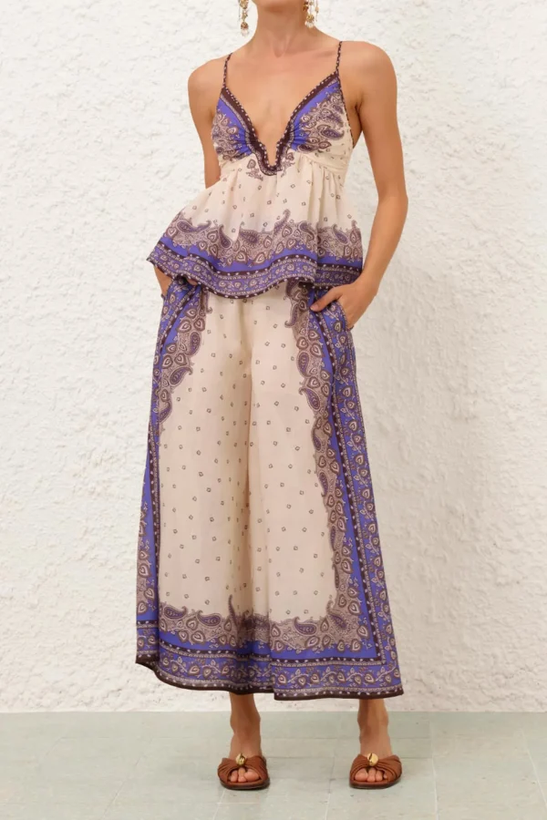 Zimmermann Blusen & Tops<Top Maxine in Purple Paisley