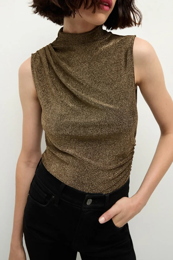 Veronica Beard Blusen & Tops<Top Mylie in Antique Gold Lurex