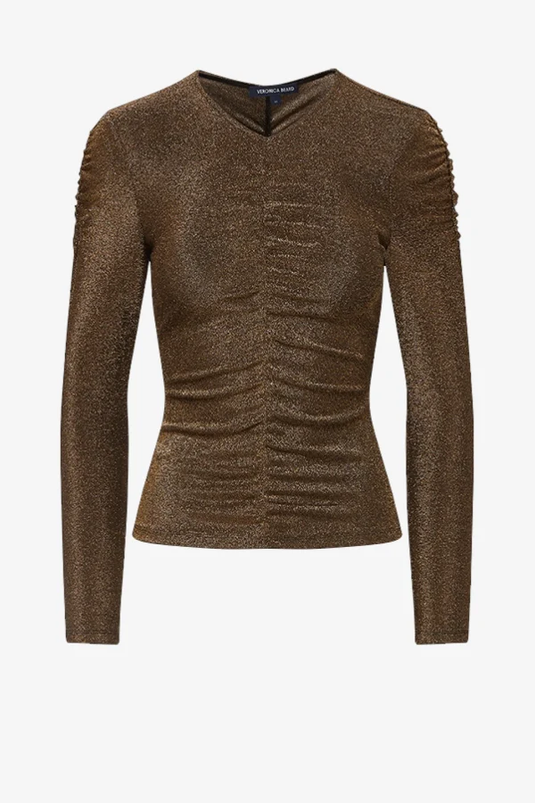 Veronica Beard Shirts, Tank Tops & Longsleeves<Top Neeta in Antique Gold Lurex