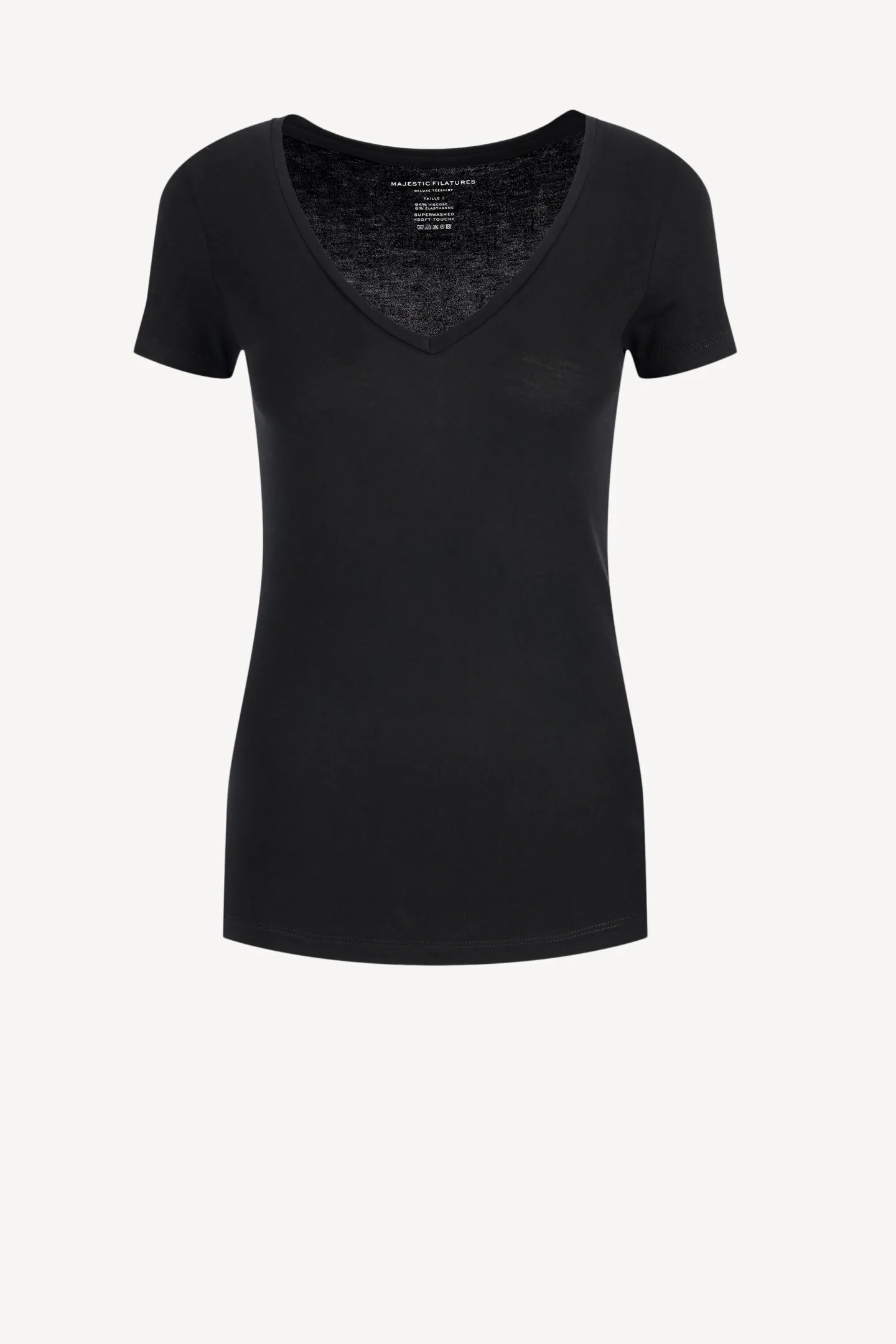 tshirt_mit_v_in_schwarz_0.webp Majestic Filatures Shirts, Tank Tops & Longsleeves<T-Shirt mit V in Schwarz