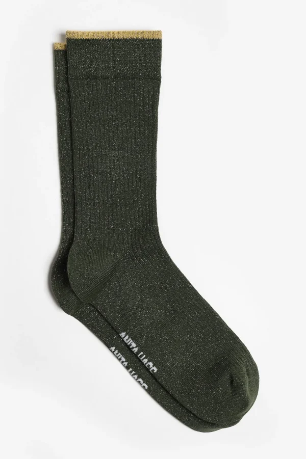 Anita Hass Socken<Lurexsocken in Grün/Gold