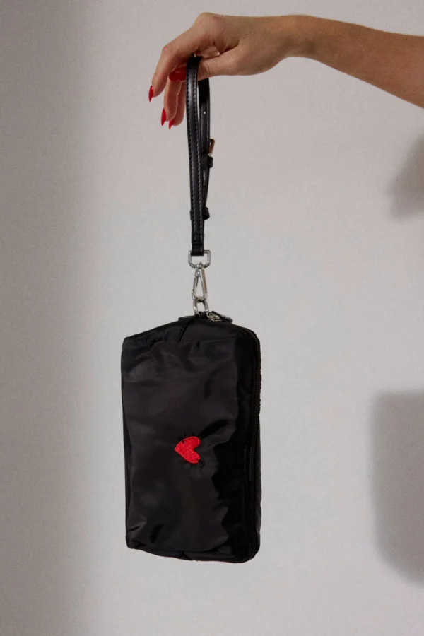 Anita Hass Clutches & Pouches<Pouch 'Heart' in Black Nylon