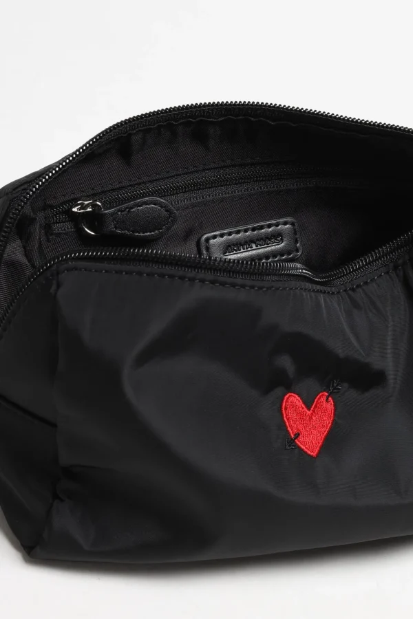 Anita Hass Clutches & Pouches<Pouch 'Heart' in Black Nylon